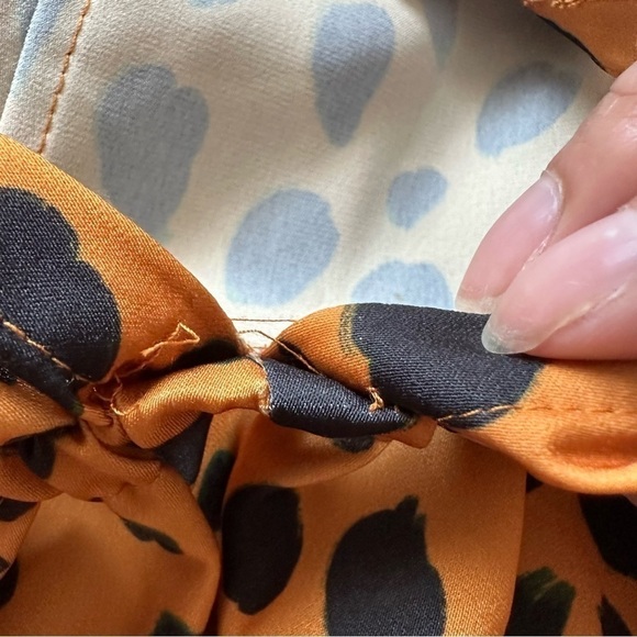 Rhode Jumpsuit Blake Long Sleeve Wide Leg Satin Leopard Cheetah Print L NWT New - Picture 14 of 15